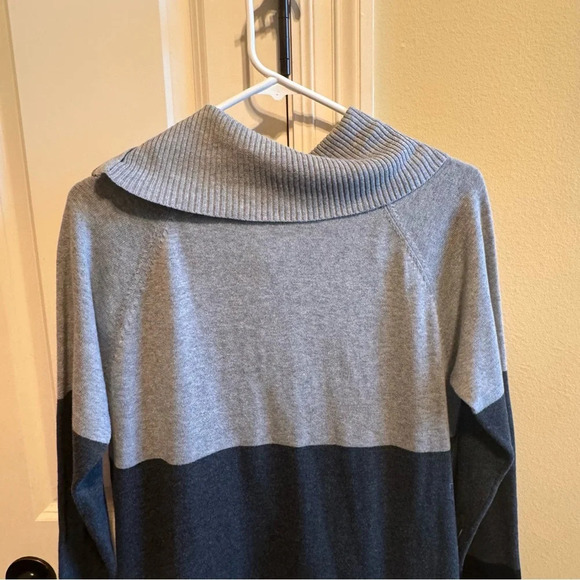 Eight Eight Eight Long Black Grey Gray Sweater Zipper Cowl Neck Pockets Sz M - Picture 6 of 11